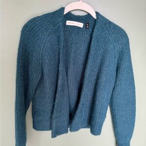 Anthropologie Teal open cropped cardigan
